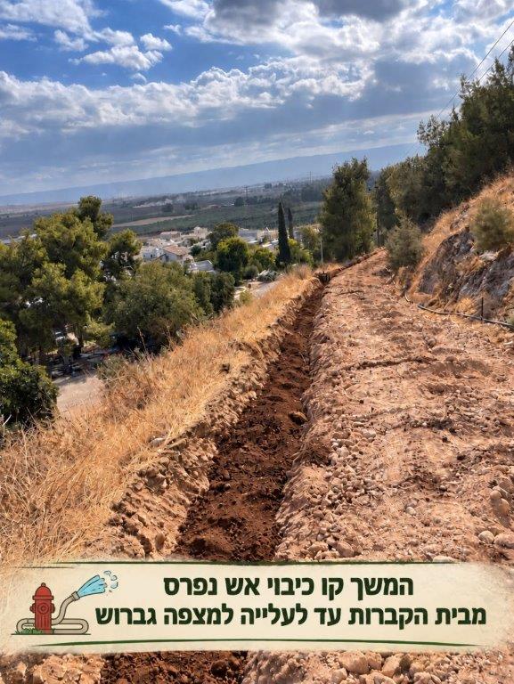 נוף גבעה עם קו כיבוי אש